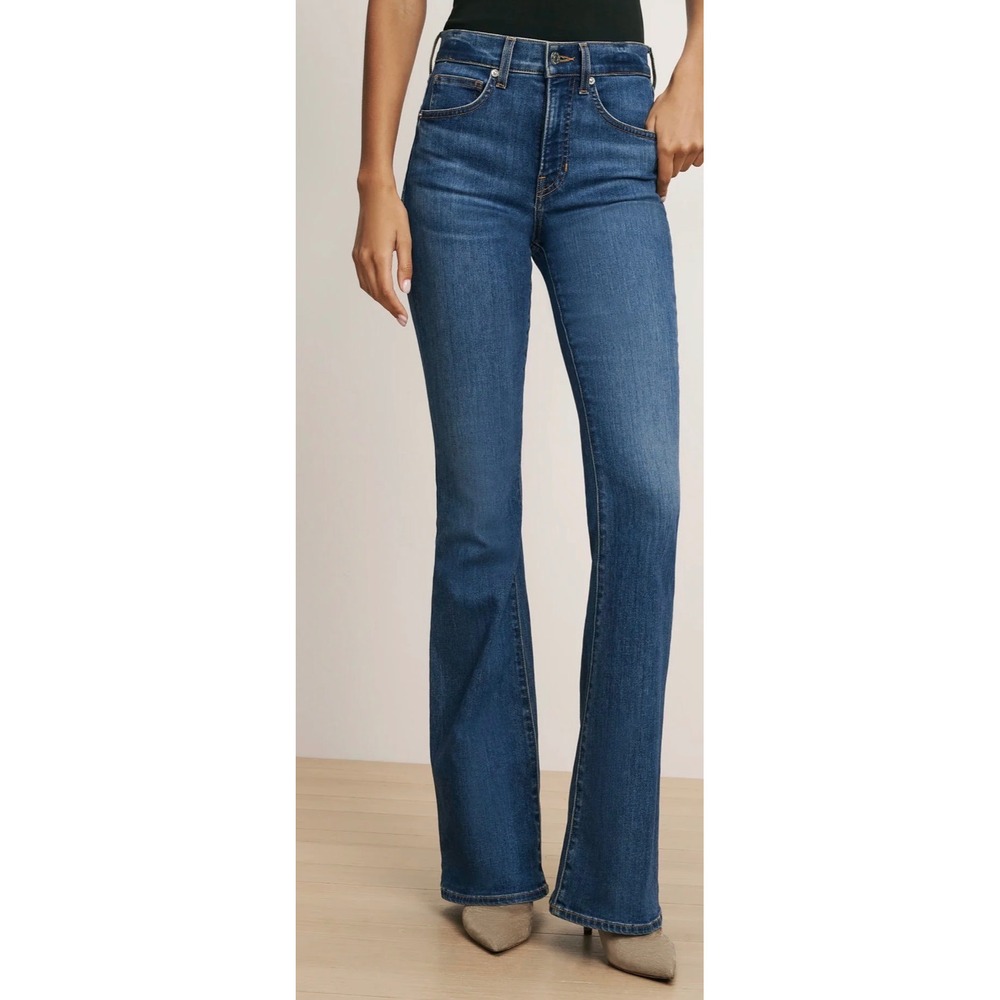 Veronica Beard High Rise Flare Jeans Medium Wash Denim Blue Slim Fit Size 26/2